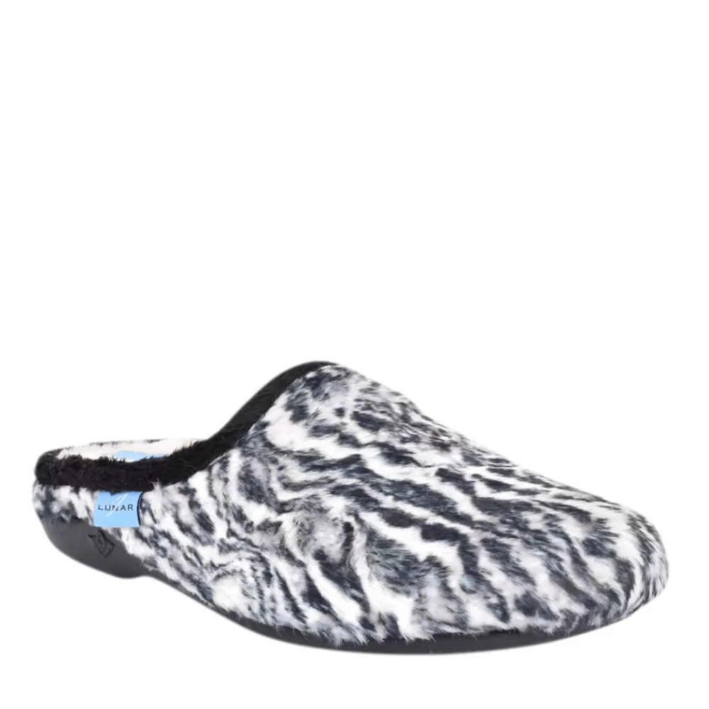 Ladies LUNAR Ladies Kassia Kla134 Mule Slipper In Zebra