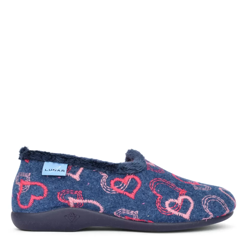 Ladies LUNAR Ladies Kla147 Jolly Slipper In Navy