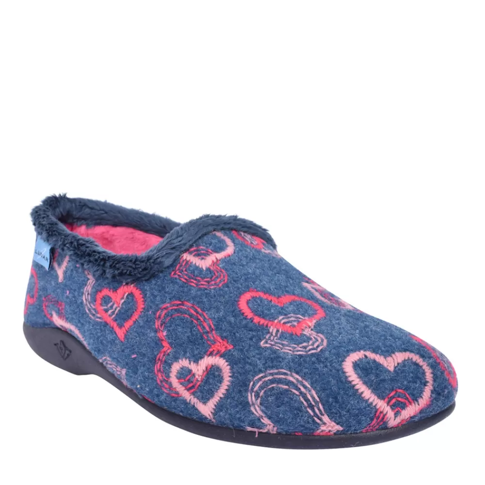 Ladies LUNAR Ladies Kla147 Jolly Slipper In Navy