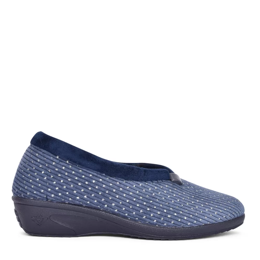 Ladies LUNAR Ladies Kla155 Wedge Slipper In Blue