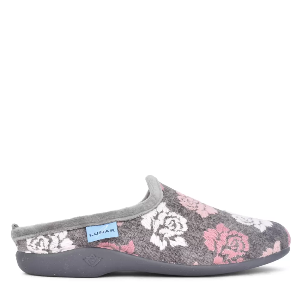 Ladies LUNAR Ladies Kla210 Empire Mule Slipper In Grey
