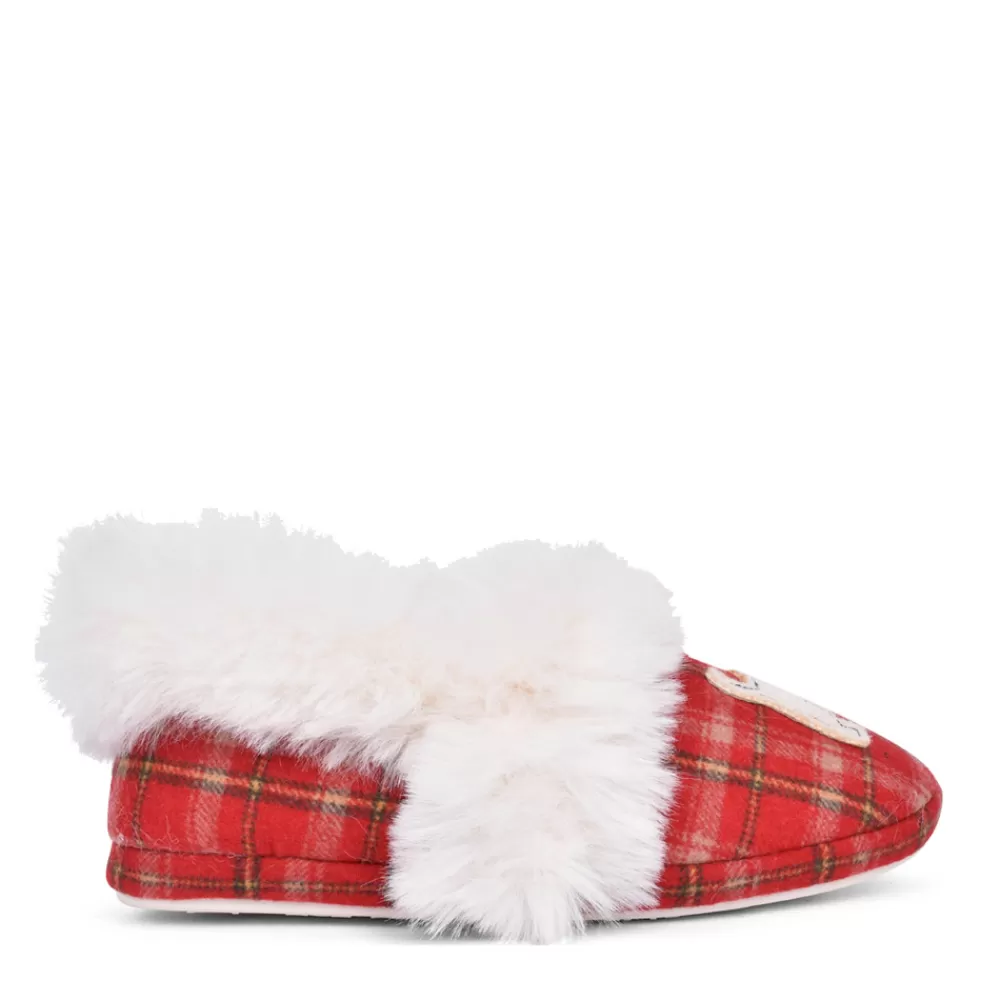 Ladies LAZY DOGZ Ladies Kld420 Tootsie Fur Trim Slipper In Red