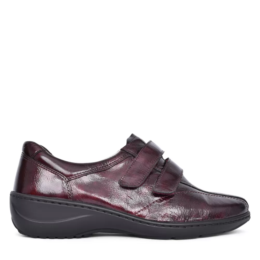 Ladies WALDLAUFER Ladies Kya 607302 Velcro Shoe In Burgandy