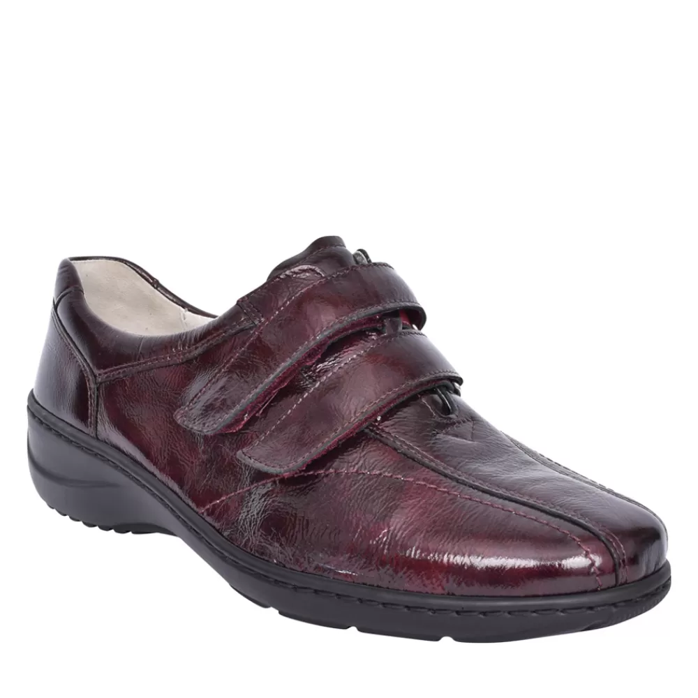 Ladies WALDLAUFER Ladies Kya 607302 Velcro Shoe In Burgandy