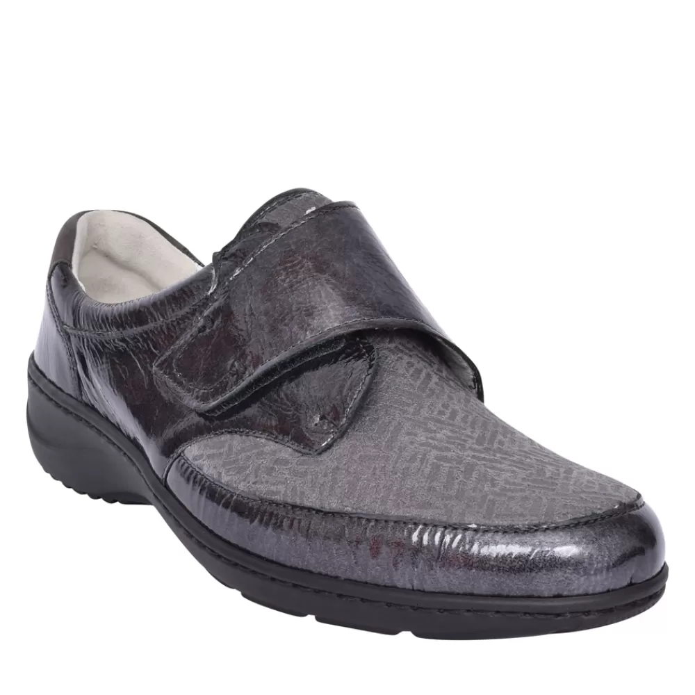 Ladies WALDLAUFER Ladies Kya 607K31 Velcro Shoe In Dark Grey