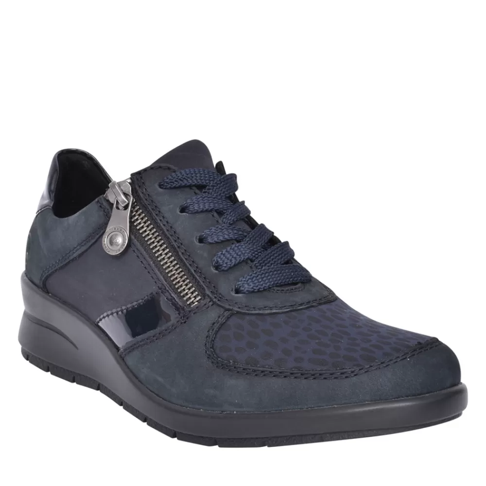 Ladies RIEKER Ladies L4821 Laced Wedge Shoe In Navy