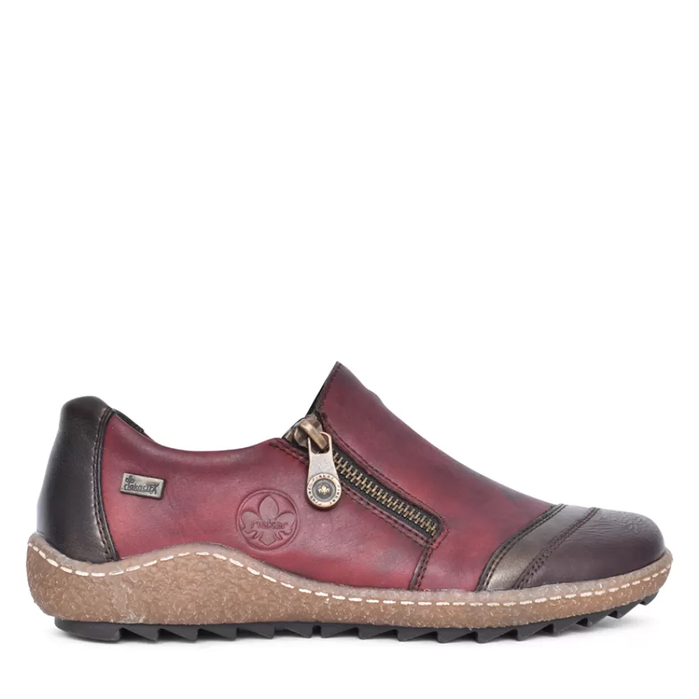 Ladies RIEKER Ladies L7571 Tex Slip-On Shoe In Wine