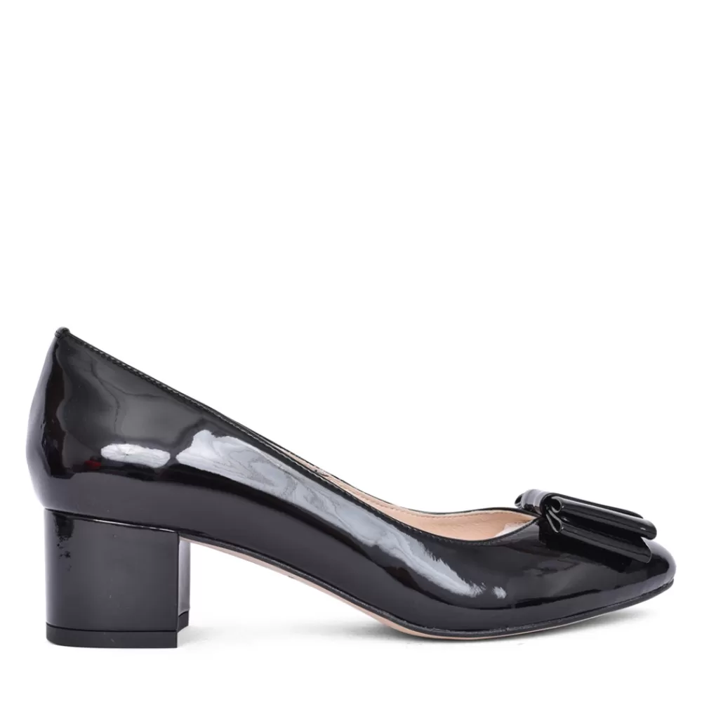 Ladies EMIS Ladies L7951 Low Heel Court Shoe In Black Patent