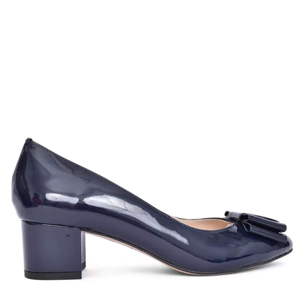 Ladies EMIS Ladies L7951 Low Heel Court Shoe In Navy Patent