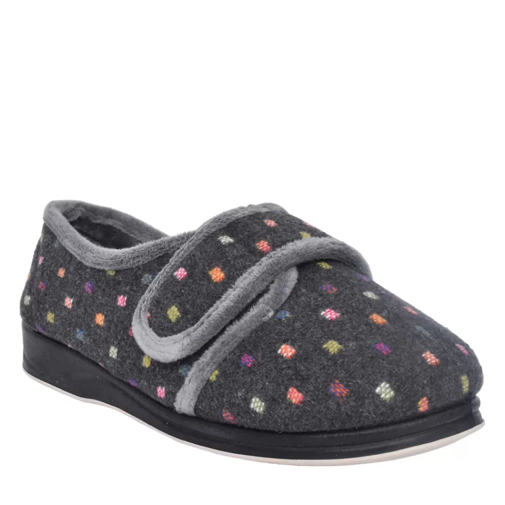 Ladies PADDERS Ladies Lotty Velcro Slipper In Grey
