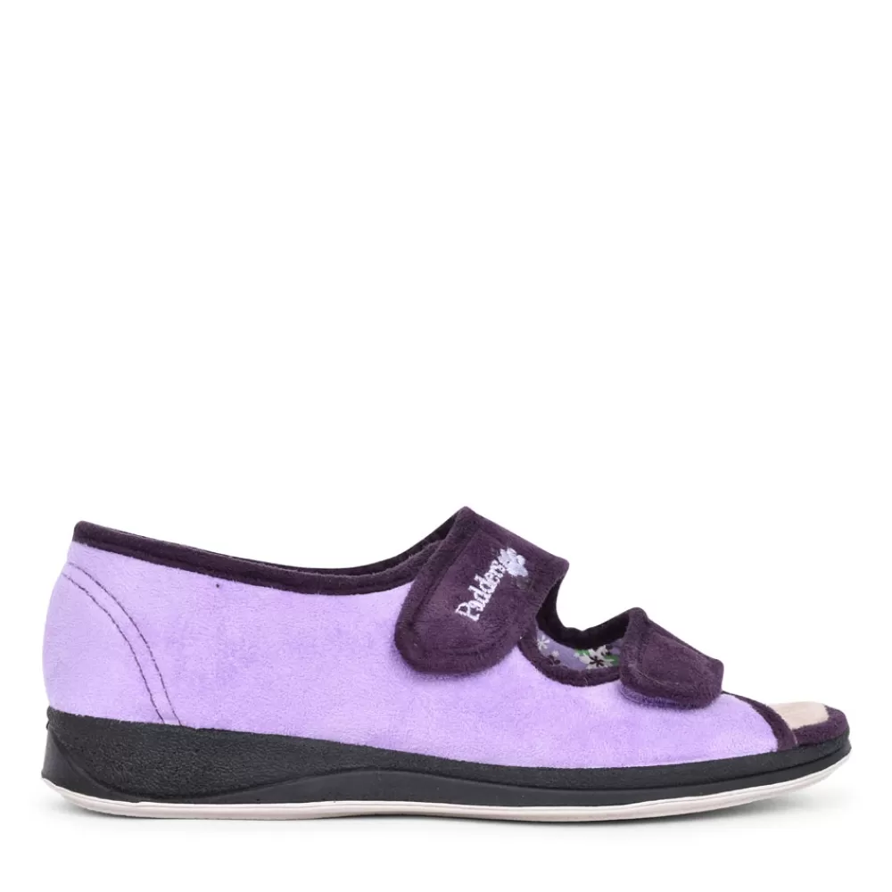 Ladies PADDERS Ladies Lydia Double Velcro Open Toe Slipperin Purple