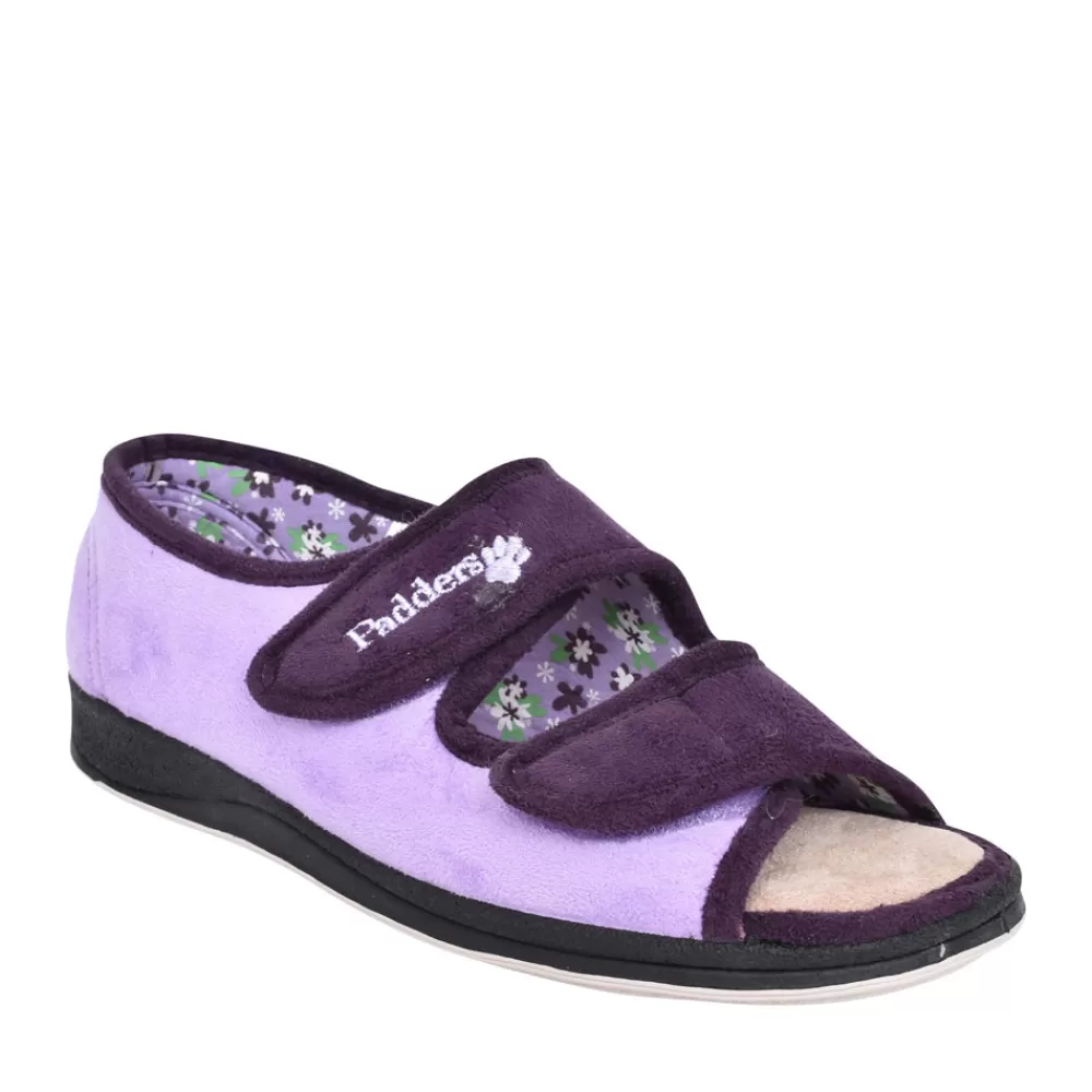 Ladies PADDERS Ladies Lydia Double Velcro Open Toe Slipperin Purple