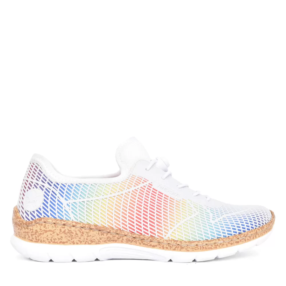 Ladies RIEKER Ladies N4270 Laced Trainer In Multi-Colour