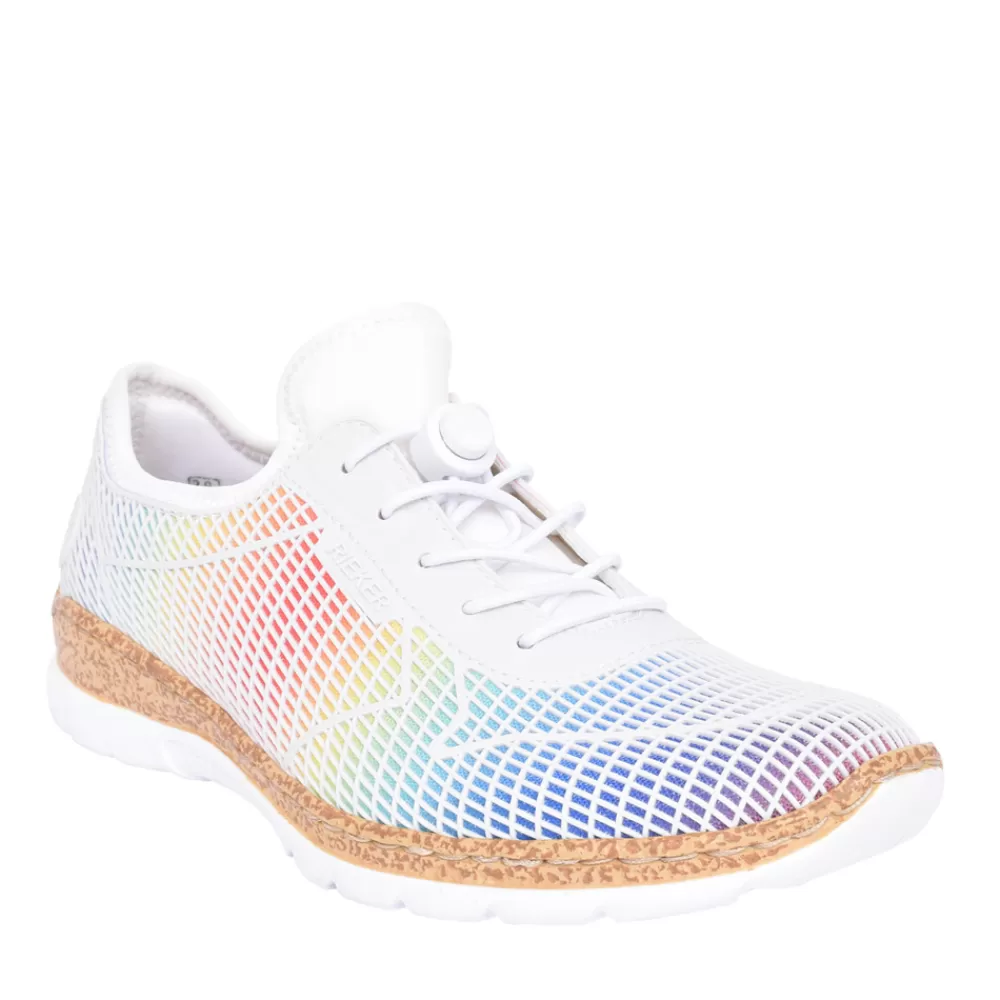 Ladies RIEKER Ladies N4270 Laced Trainer In Multi-Colour