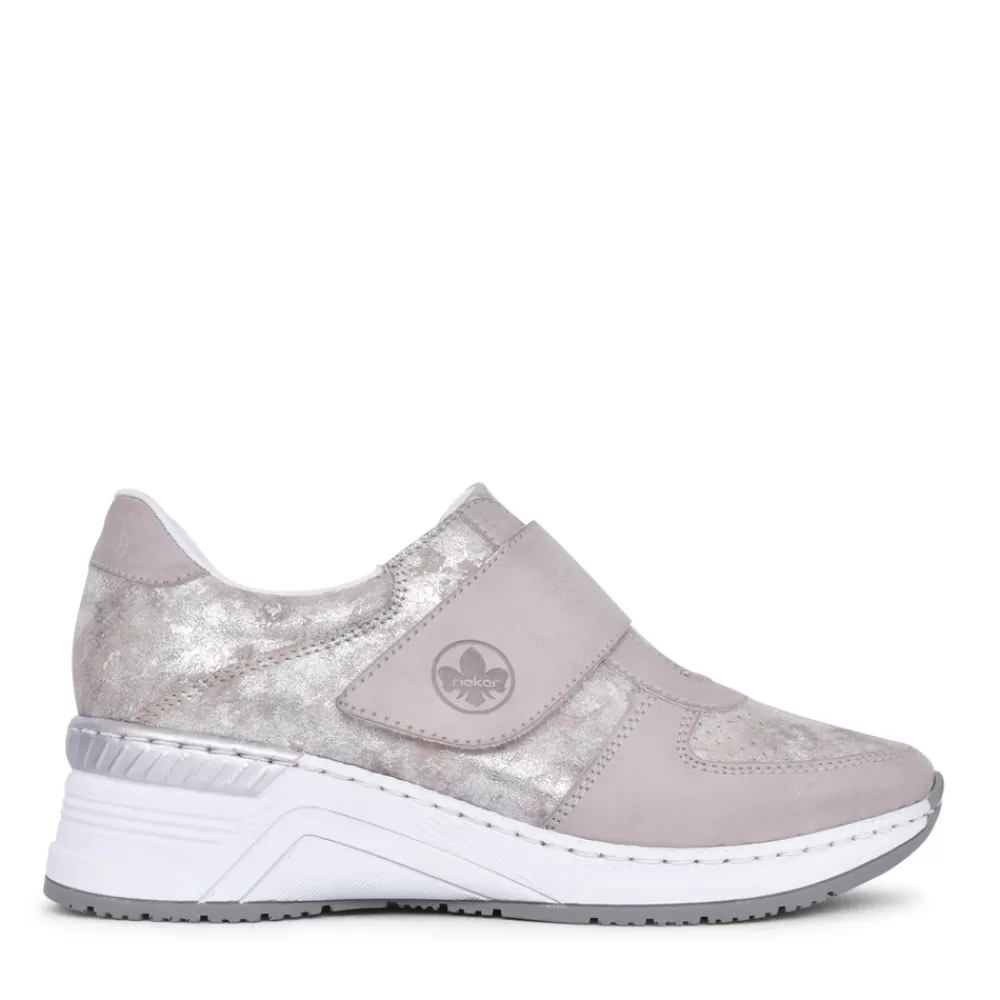 Ladies RIEKER Ladies N4354 Wedge Trainer In Rose