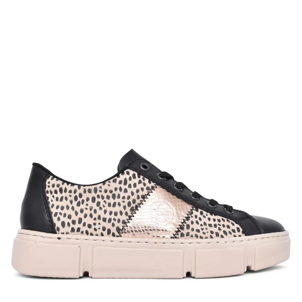 Ladies RIEKER Ladies N5910 Laced Trainer In Black
