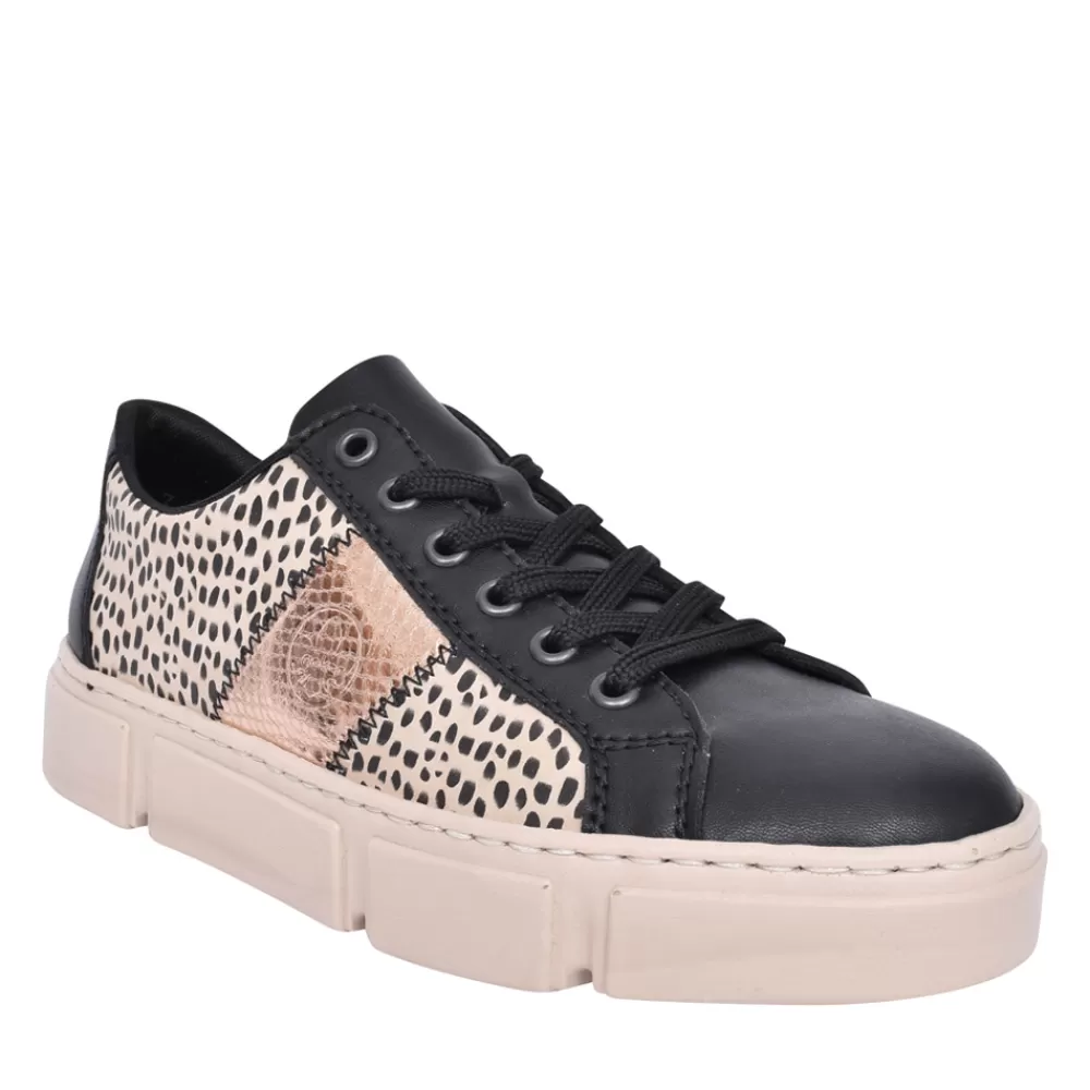 Ladies RIEKER Ladies N5910 Laced Trainer In Black
