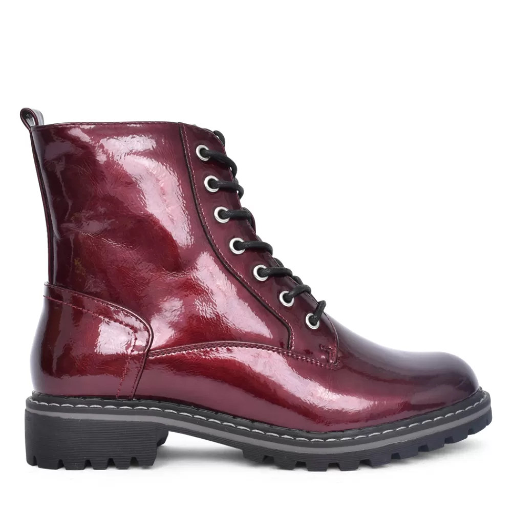 Ladies LUNAR Ladies Nala Glw011 Laced Ankle Boot In Burgandy