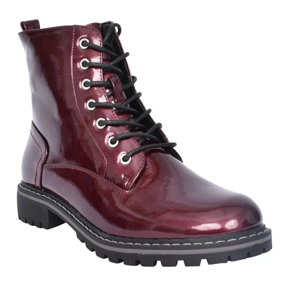 Ladies LUNAR Ladies Nala Glw011 Laced Ankle Boot In Burgandy