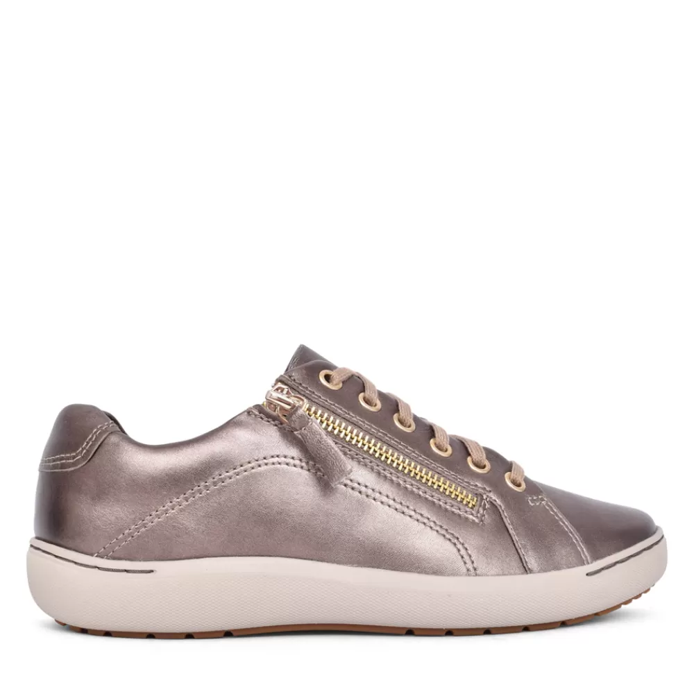 Ladies CLARKS Ladies Nalle Lace D-Fit Trainer In Metallic