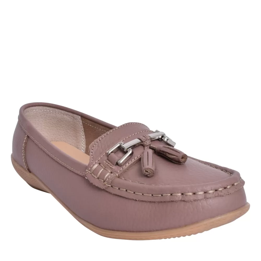 Ladies JO & JOE Ladies Nautical Slip-On Leather Shoe In Rose