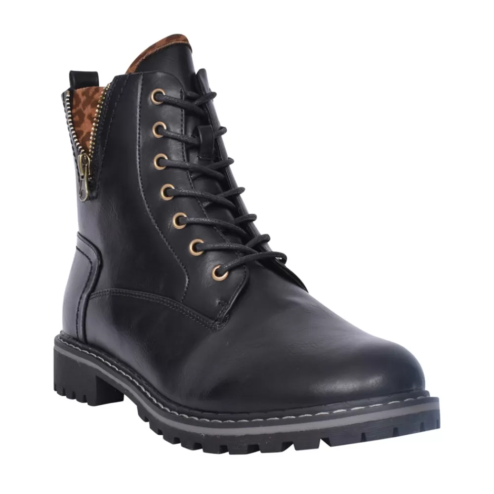 Ladies LUNAR Ladies Nevada Glw006 Laced Ankle Boot In Black