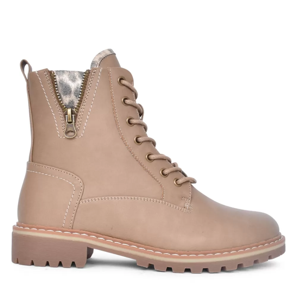 Ladies LUNAR Ladies Nevada Glw006 Laced Ankle Boot In Stone
