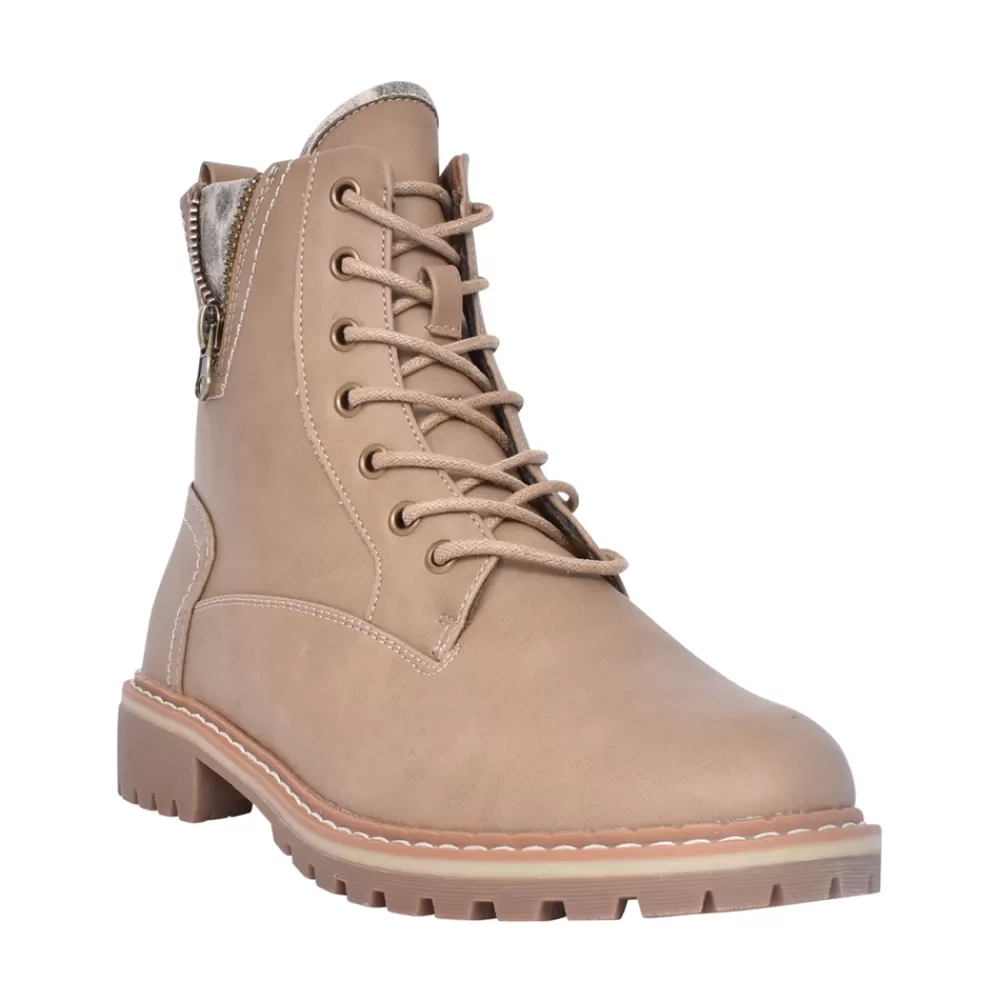 Ladies LUNAR Ladies Nevada Glw006 Laced Ankle Boot In Stone