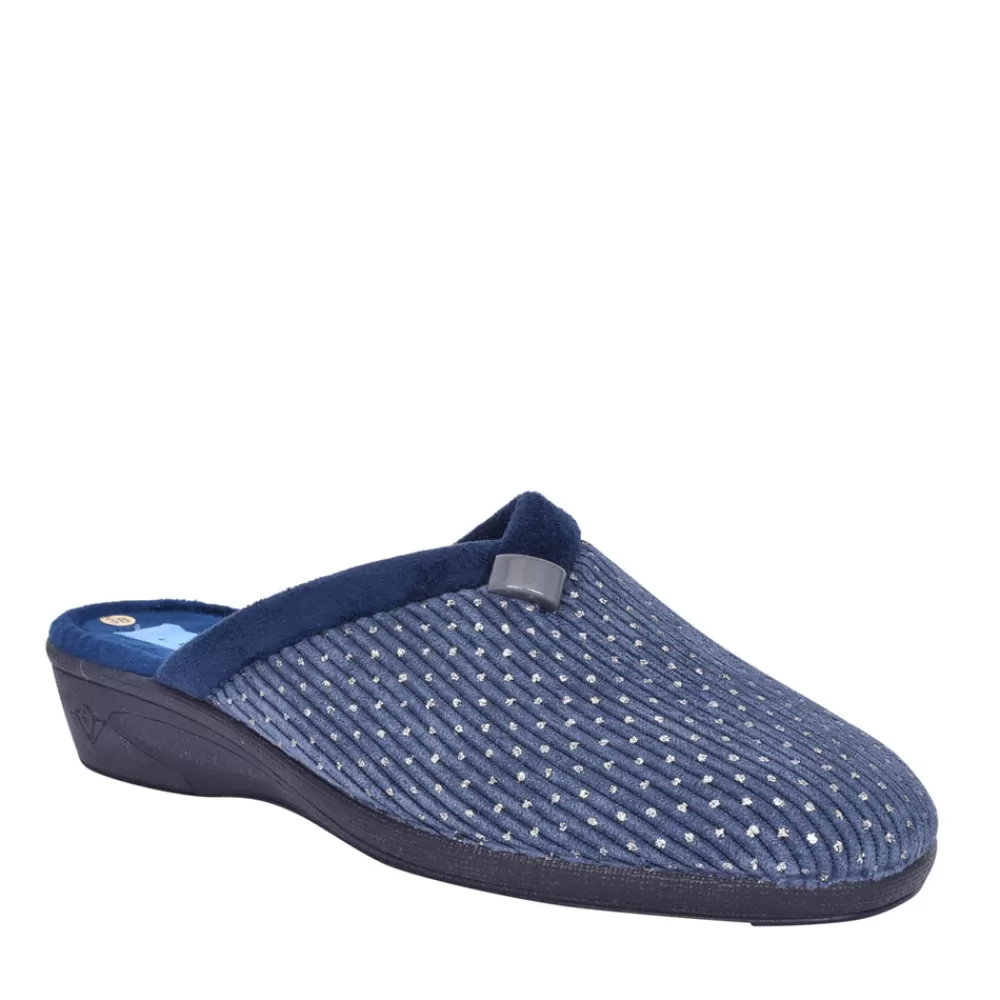 Ladies LUNAR Ladies Nora Kla156 Wedge Mule Slipper In Blue