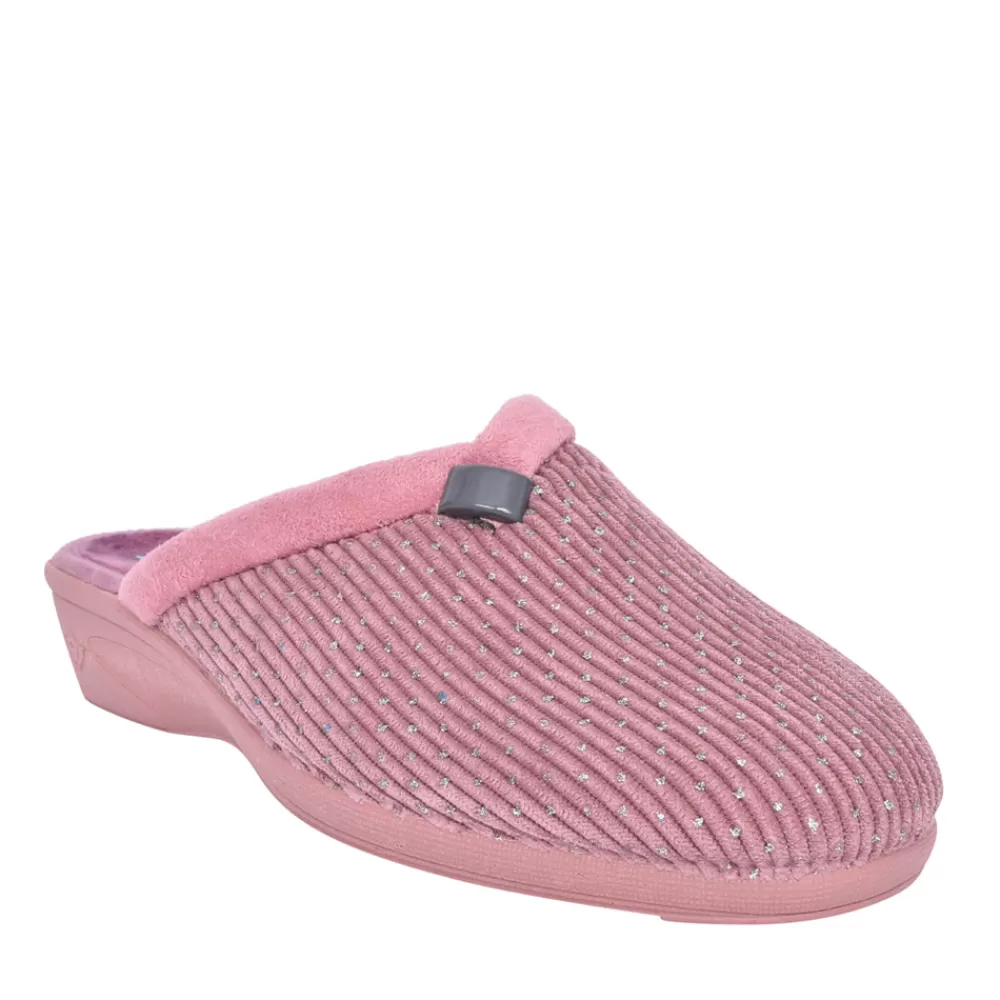 Ladies LUNAR Ladies Nora Kla156 Wedge Mule Slipper In Pink