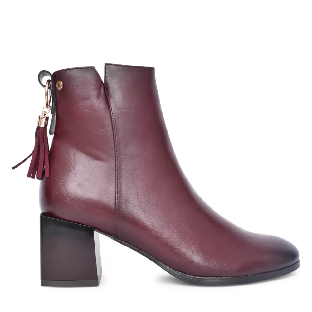 Ladies PATRIZIO COMO Ladies Oberdorf Block Heel Ankle Boot In Wine
