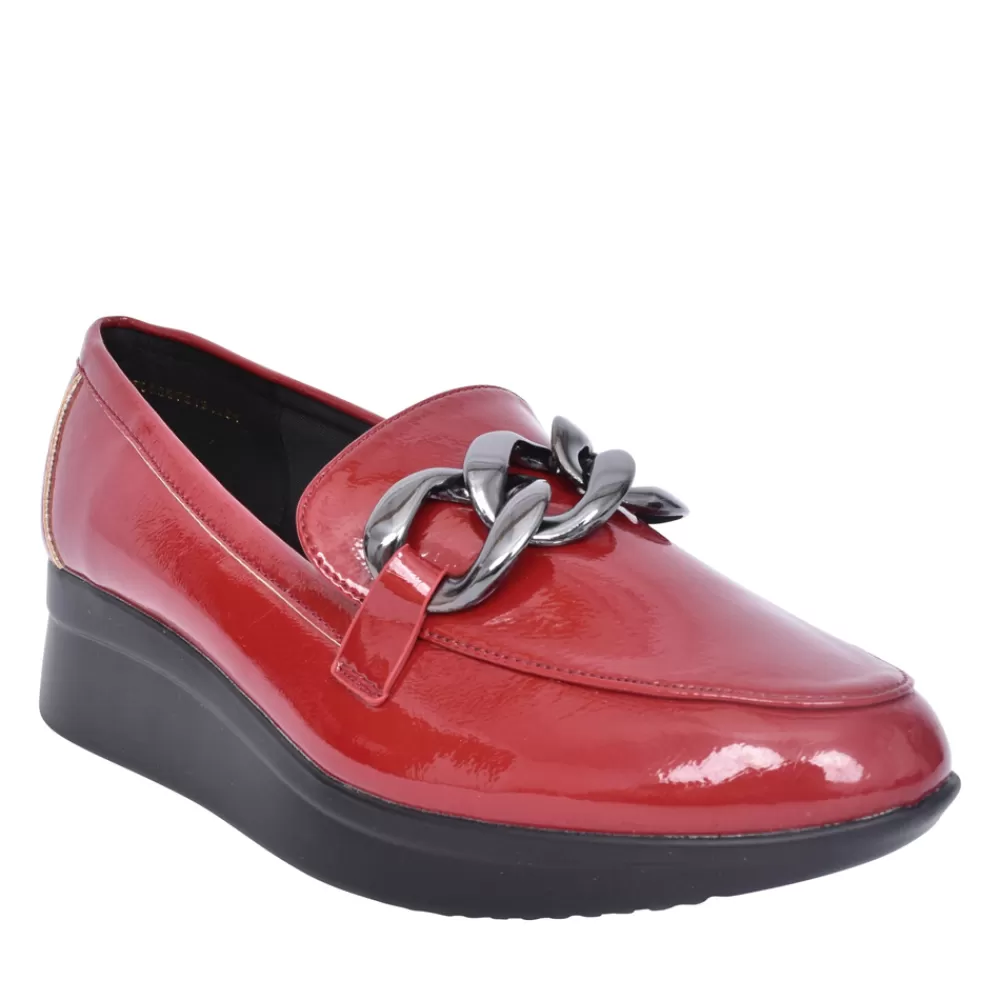 Ladies LOTUS Ladies Preston Uls421 Wedge Loafer In Red