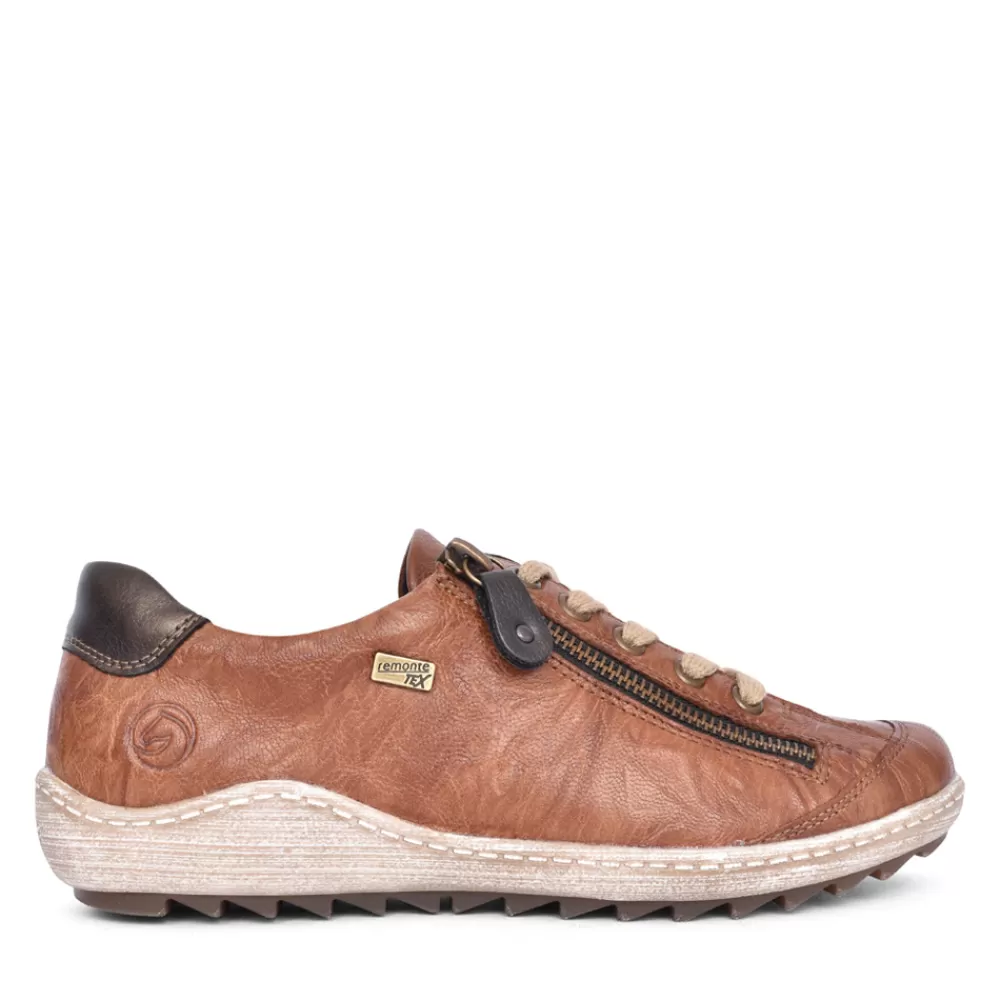 Ladies REMONTE Ladies R1402 Tex Laced Trainer In Brown