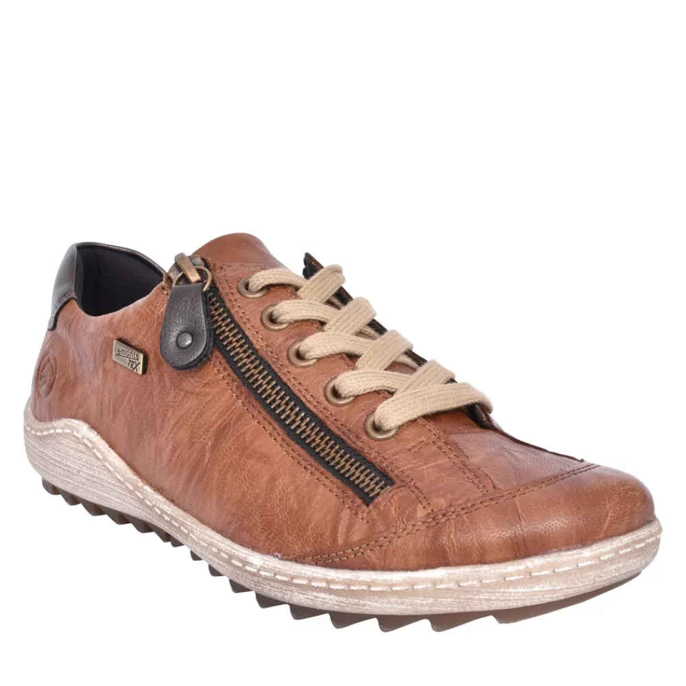 Ladies REMONTE Ladies R1402 Tex Laced Trainer In Brown