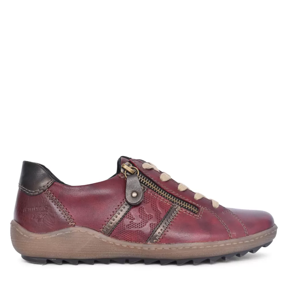 Ladies REMONTE Ladies R1426 Tex Laced Shoe In Burgandy