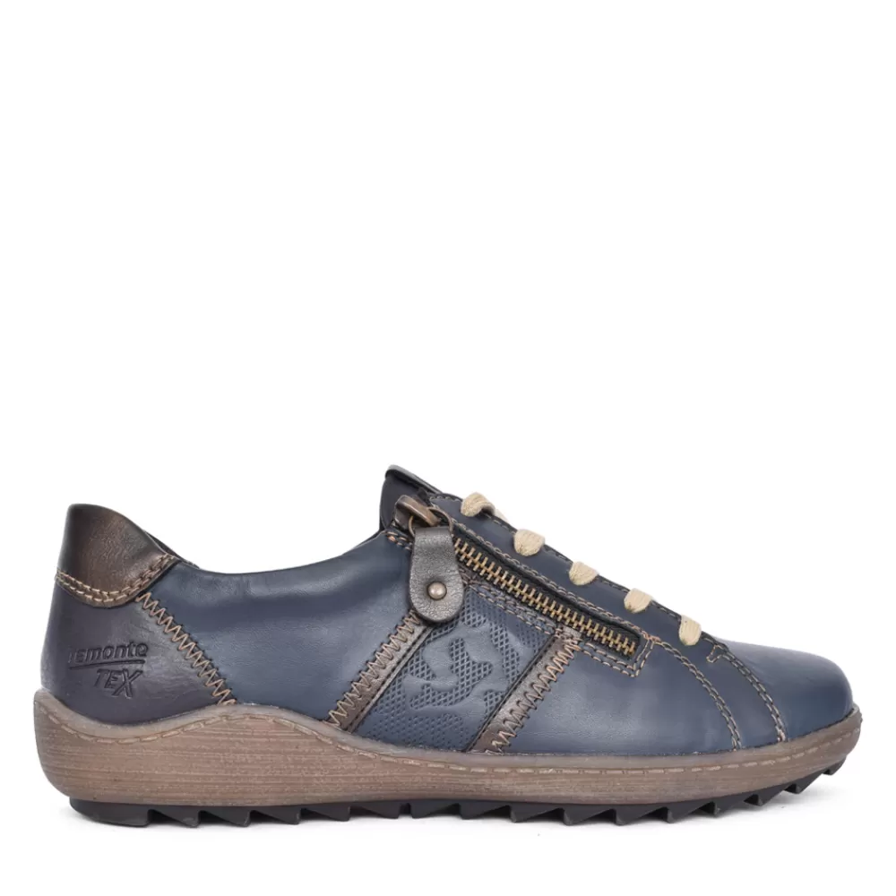 Ladies REMONTE Ladies R1426 Tex Laced Trainer In Navy