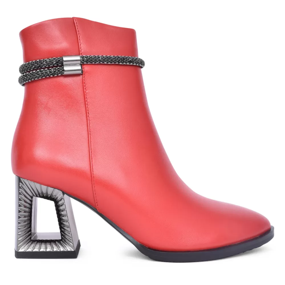 Ladies LORETTA VITALE Ladies R298 Heeled Ankle Boot In Red