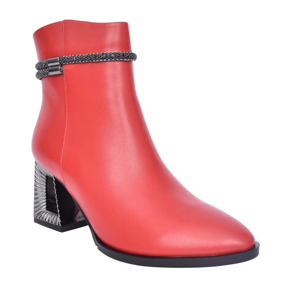 Ladies LORETTA VITALE Ladies R298 Heeled Ankle Boot In Red