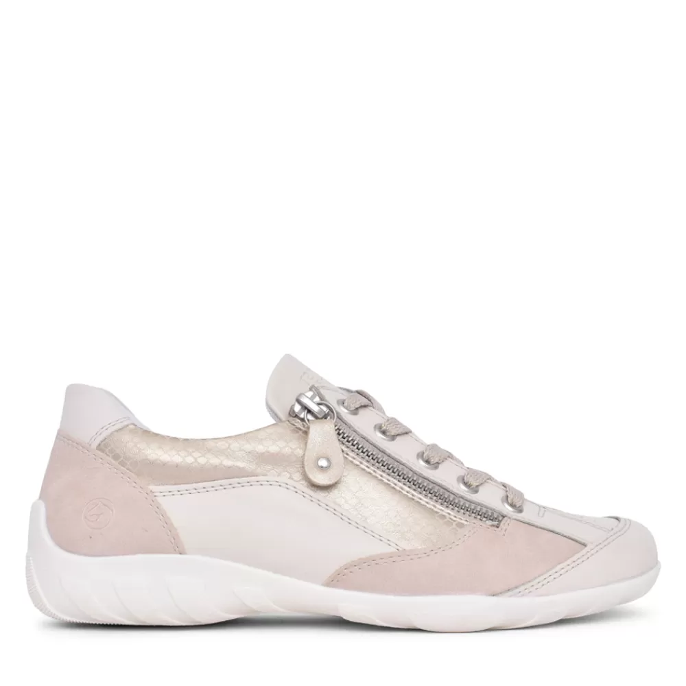 Ladies REMONTE Ladies R3410 Laced Trainer In Beige