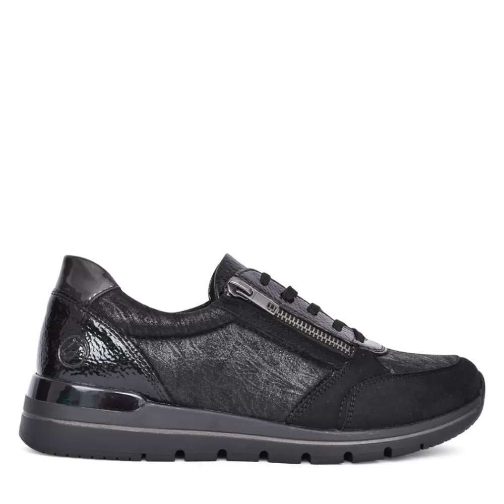 Ladies REMONTE Ladies R6700 Laced Trainer In Black