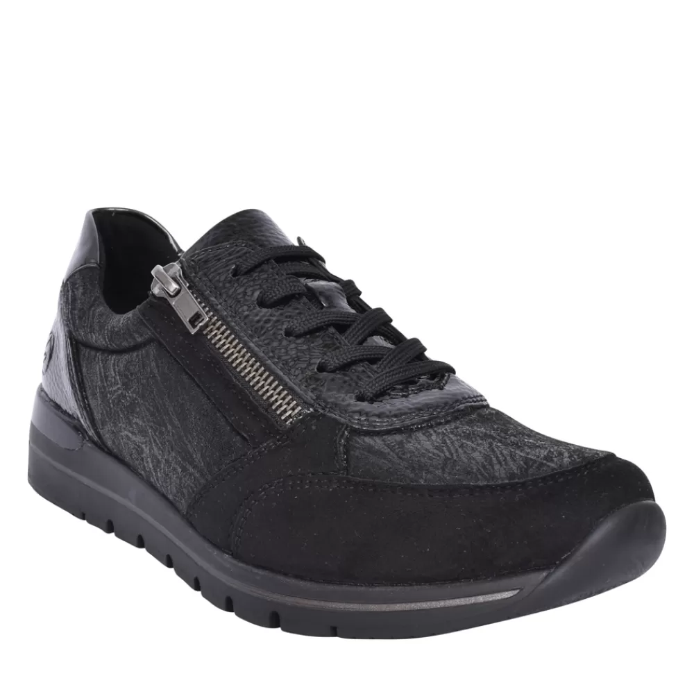 Ladies REMONTE Ladies R6700 Laced Trainer In Black