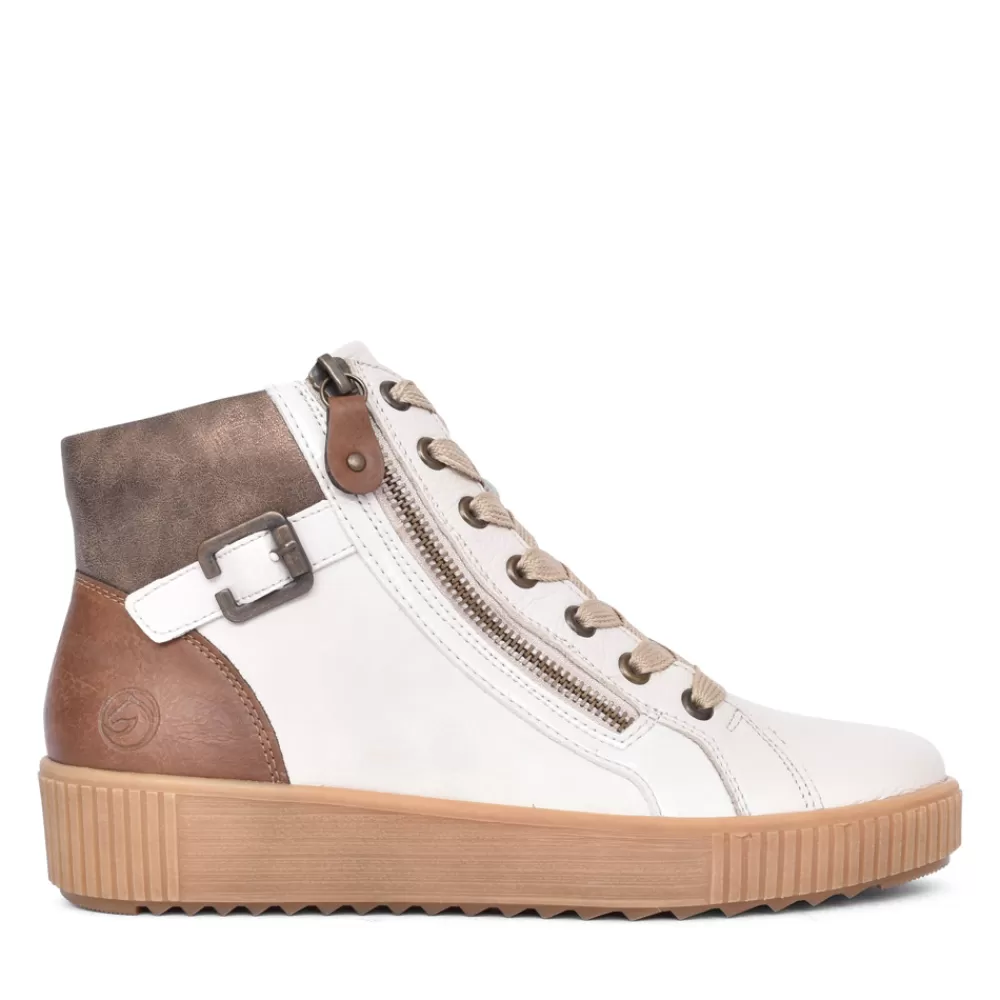 Ladies REMONTE Ladies R7997 Laced Ankle Boot In Off White