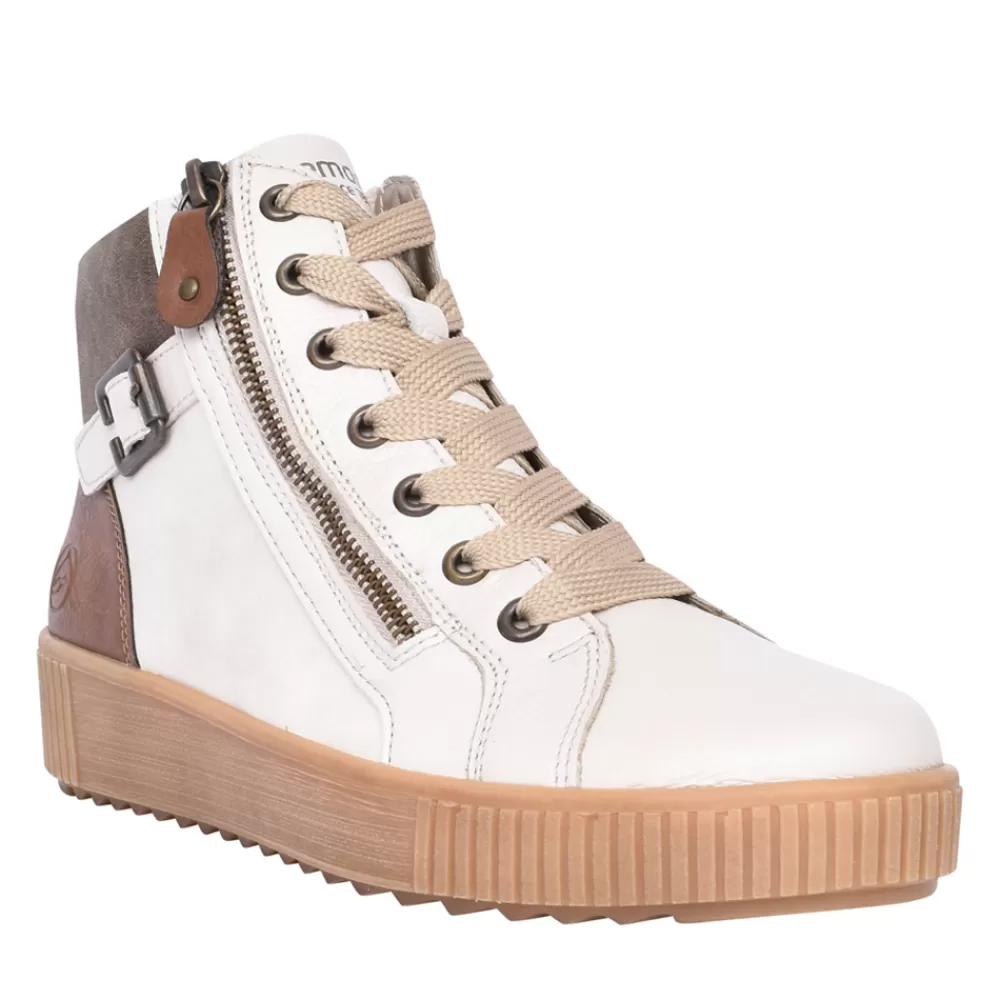 Ladies REMONTE Ladies R7997 Laced Ankle Boot In Off White