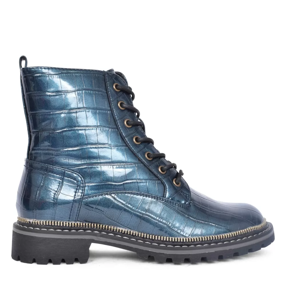 Ladies LUNAR Ladies Regan Glw012 Laced Ankle Boot In Blue
