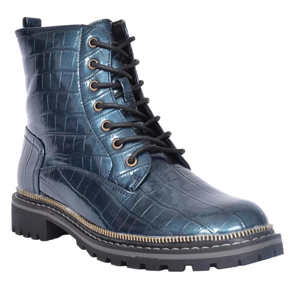 Ladies LUNAR Ladies Regan Glw012 Laced Ankle Boot In Blue