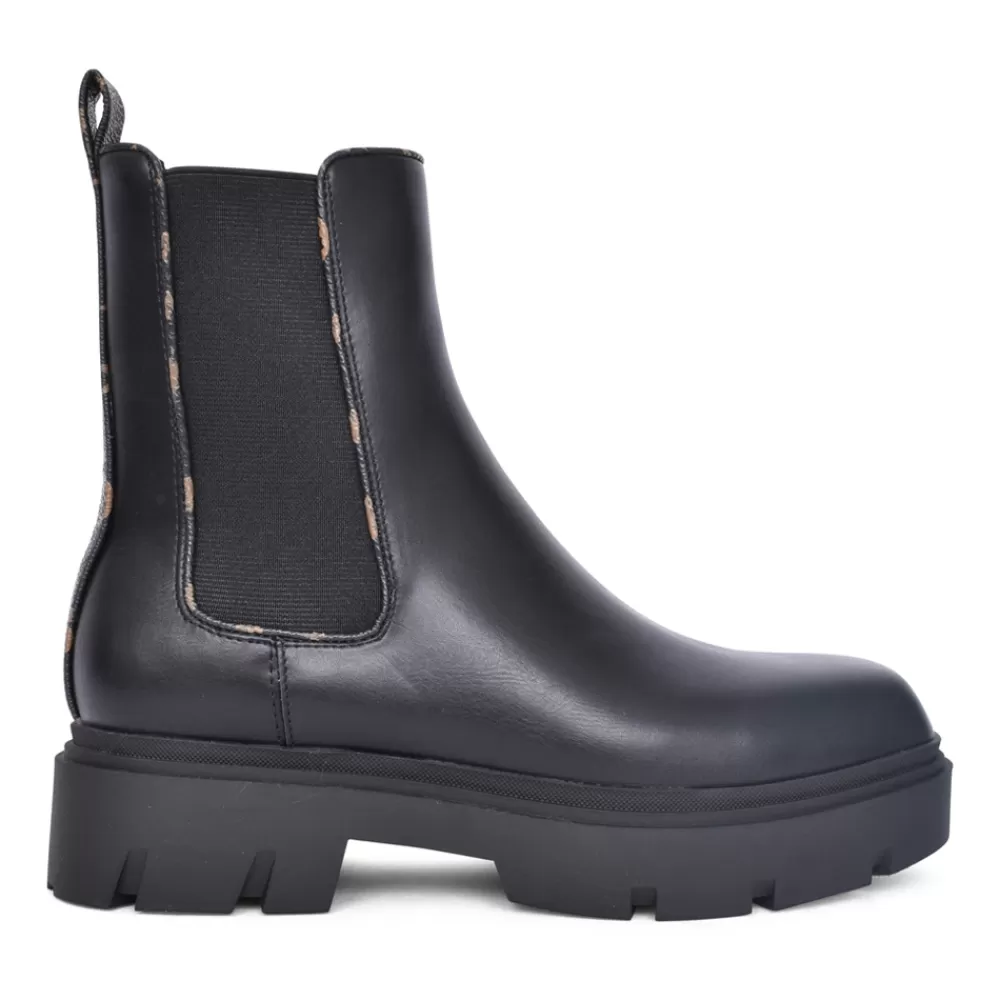 Ladies GUESS Ladies Reyon Fl8Ren Low Heel Ankle Boot In Black