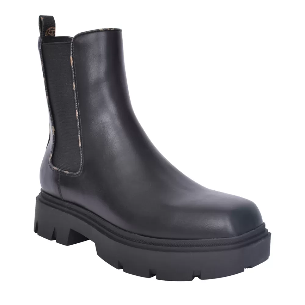 Ladies GUESS Ladies Reyon Fl8Ren Low Heel Ankle Boot In Black