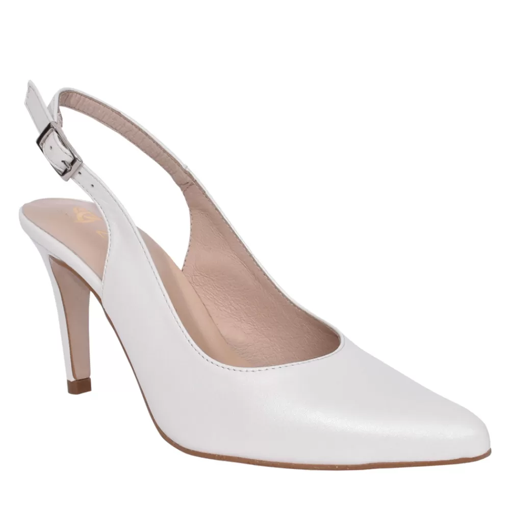 Ladies ZANY Ladies Rp0003 Medium Heel Slingback In White