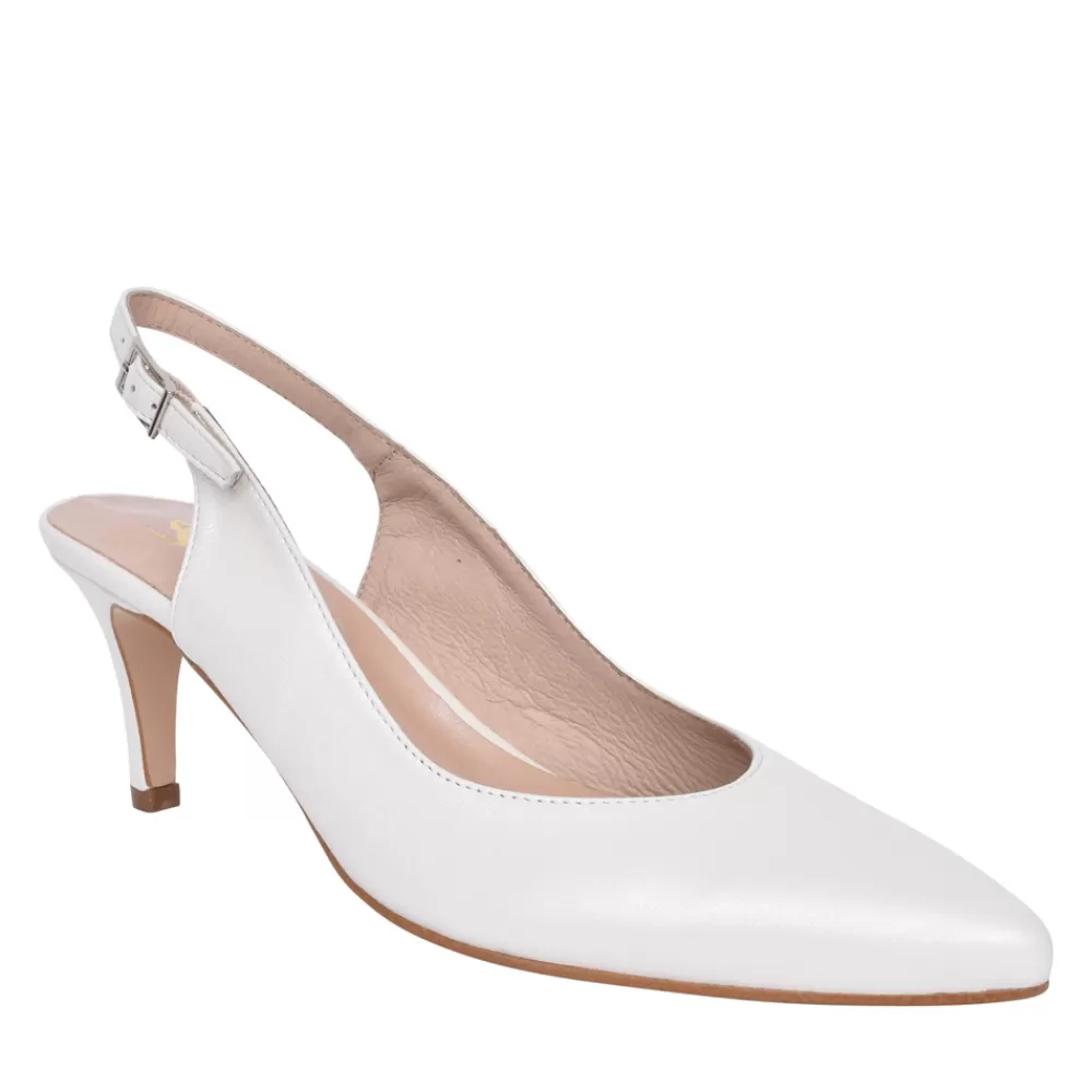 Ladies ZANY Ladies Rp0013 Low Heel Sling Back Shoe In White