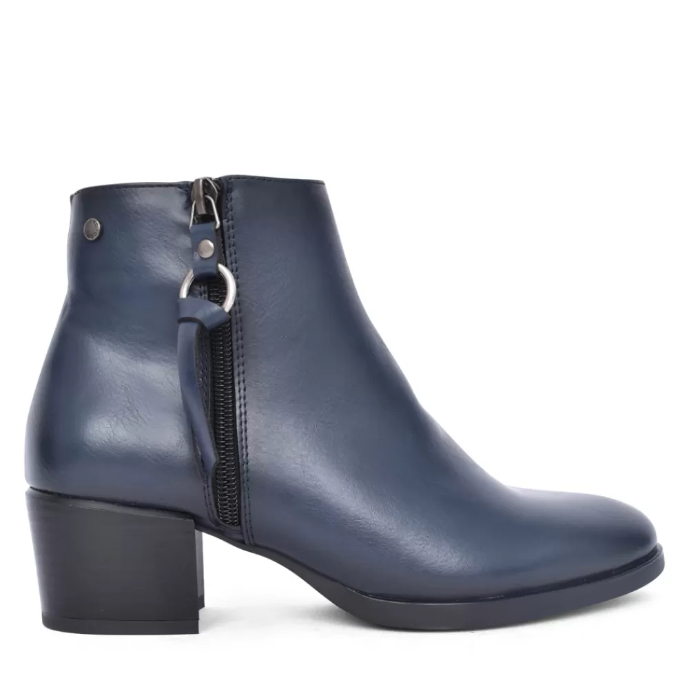 Ladies PATRIZIO COMO Ladies Samen Block Heel Ankle Boot In Navy